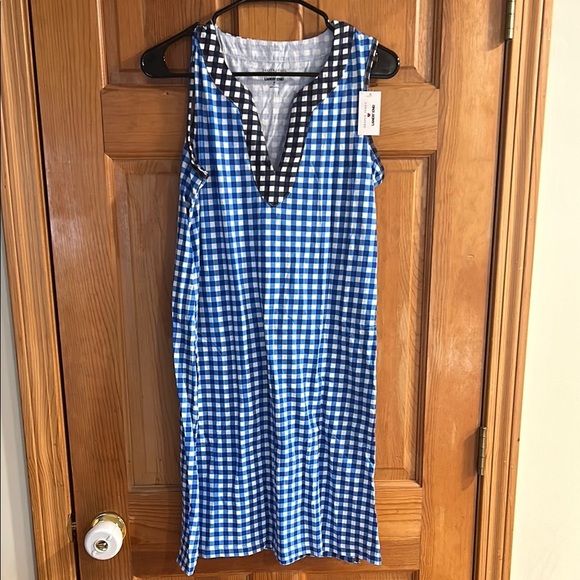 Lands end Blue Gingham Sleeveless Dress - Picture 1 of 4